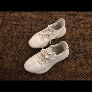 Triple white Yeezys